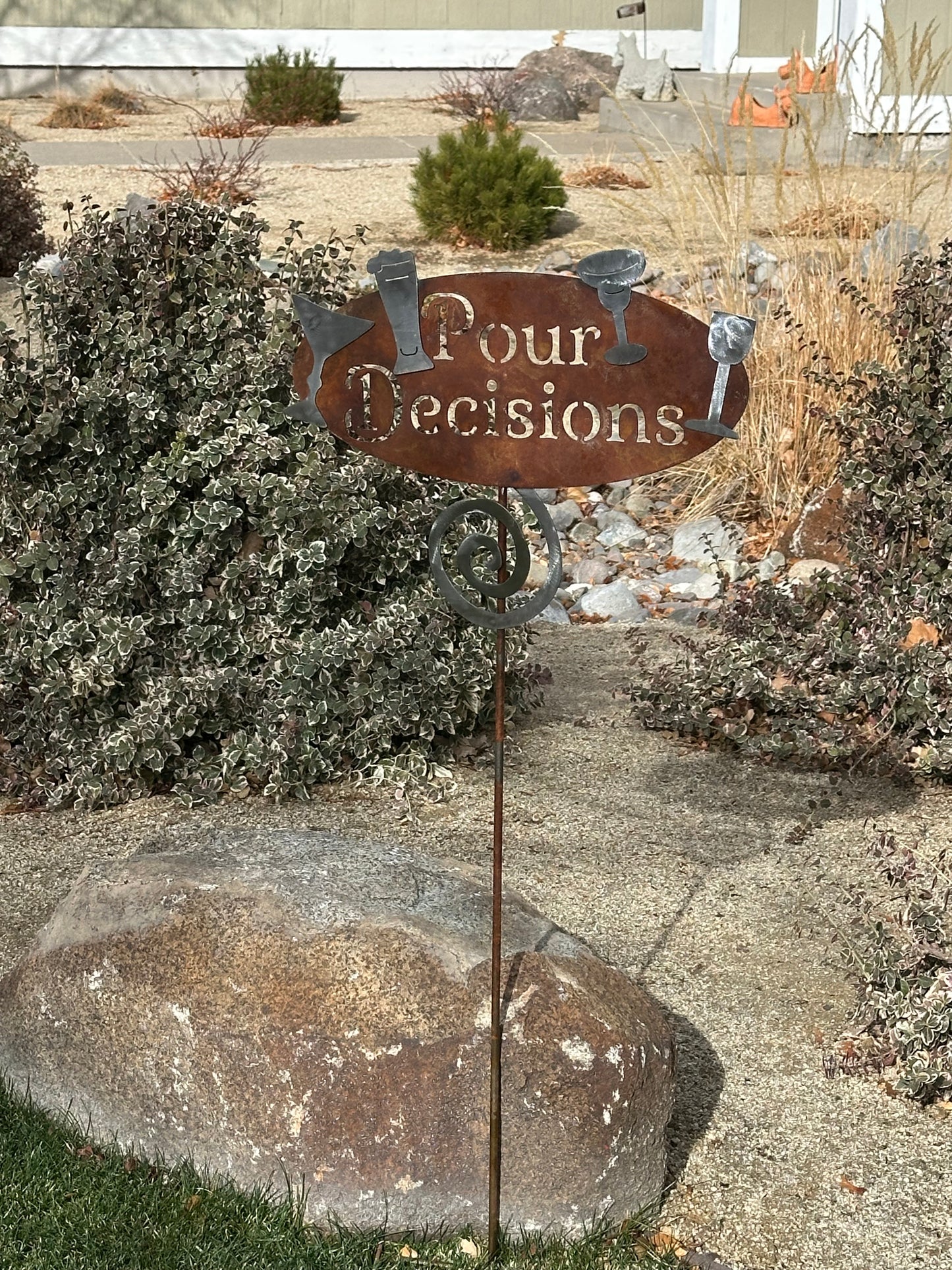 Pour decisions metal sign